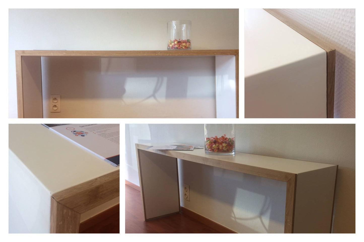 (C22-1-P1) Bijzettafel Mat Wit & Eik