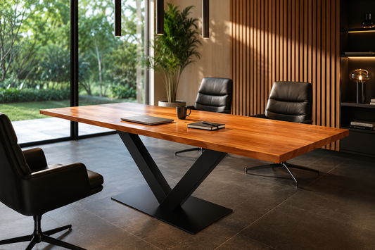 (Y26-C2-PX/5) Eettafel– Makka Kabbes × zwart staal (180x85x75)